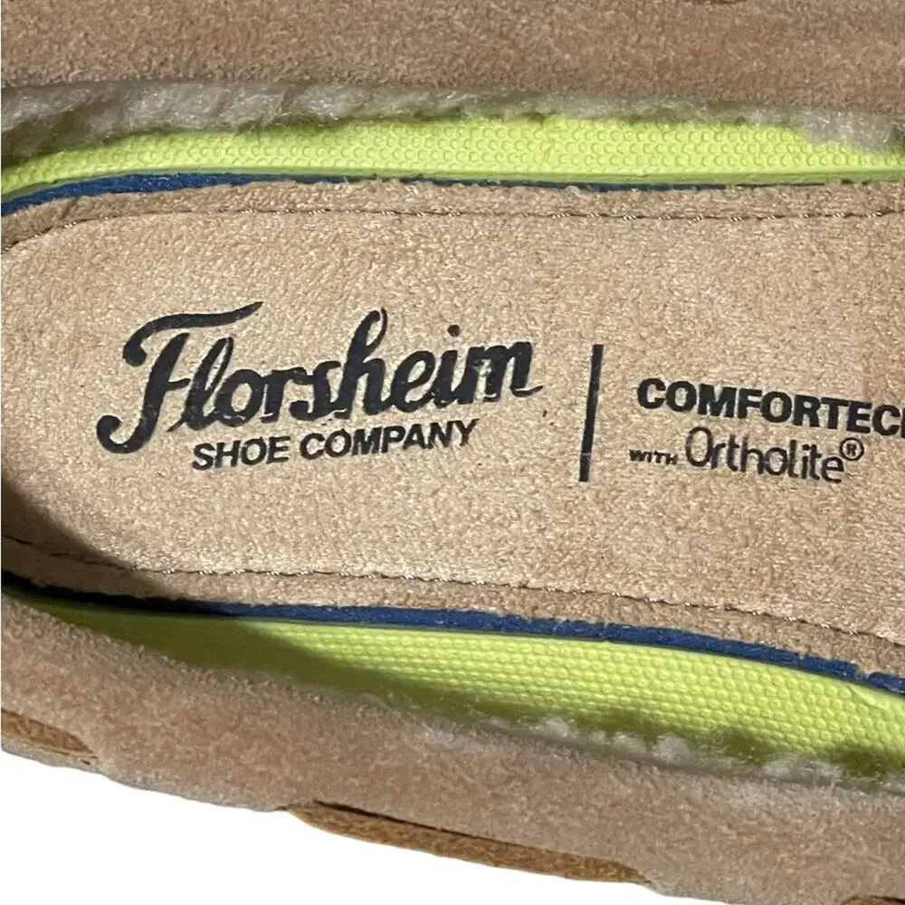 Florsheim Unisex Sz 8 Homestead Comfortech Ortholite Suede Moccasin Slippers NEW